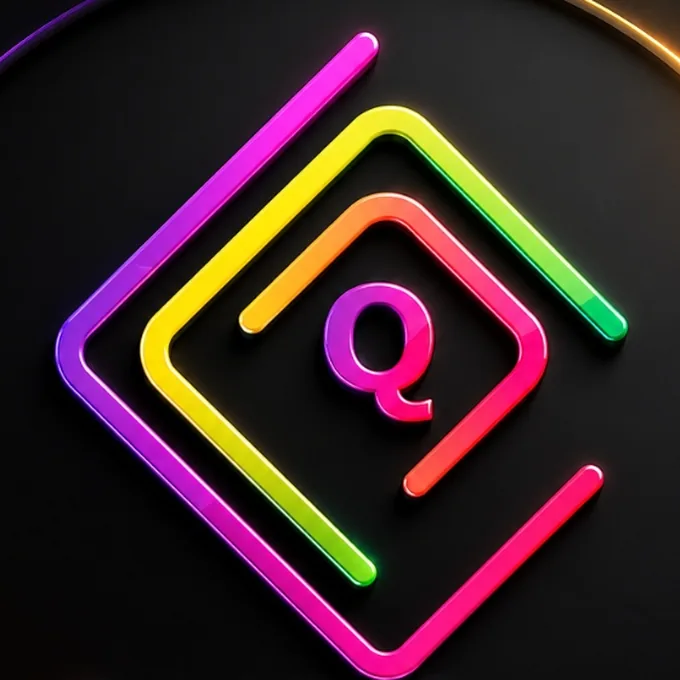 QuizBox mark: neon nested squares around a Q